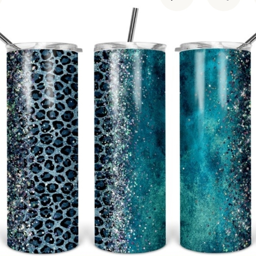 Glitter Leopard Print 30 oz Tumbler with Straw – Insulated Stainless Steel Cup